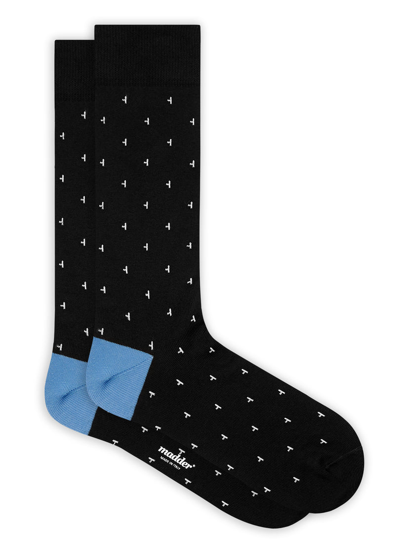 Madder Socks Nighthawk - black / white / cornflower blue